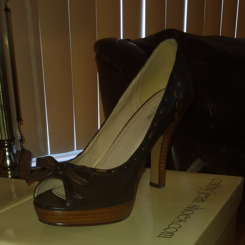 Brown high heel shoes